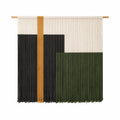 Makramee Wandteppich 100 x 110 cm Baumwollkordel Schwarz Grün Beige geometrisch