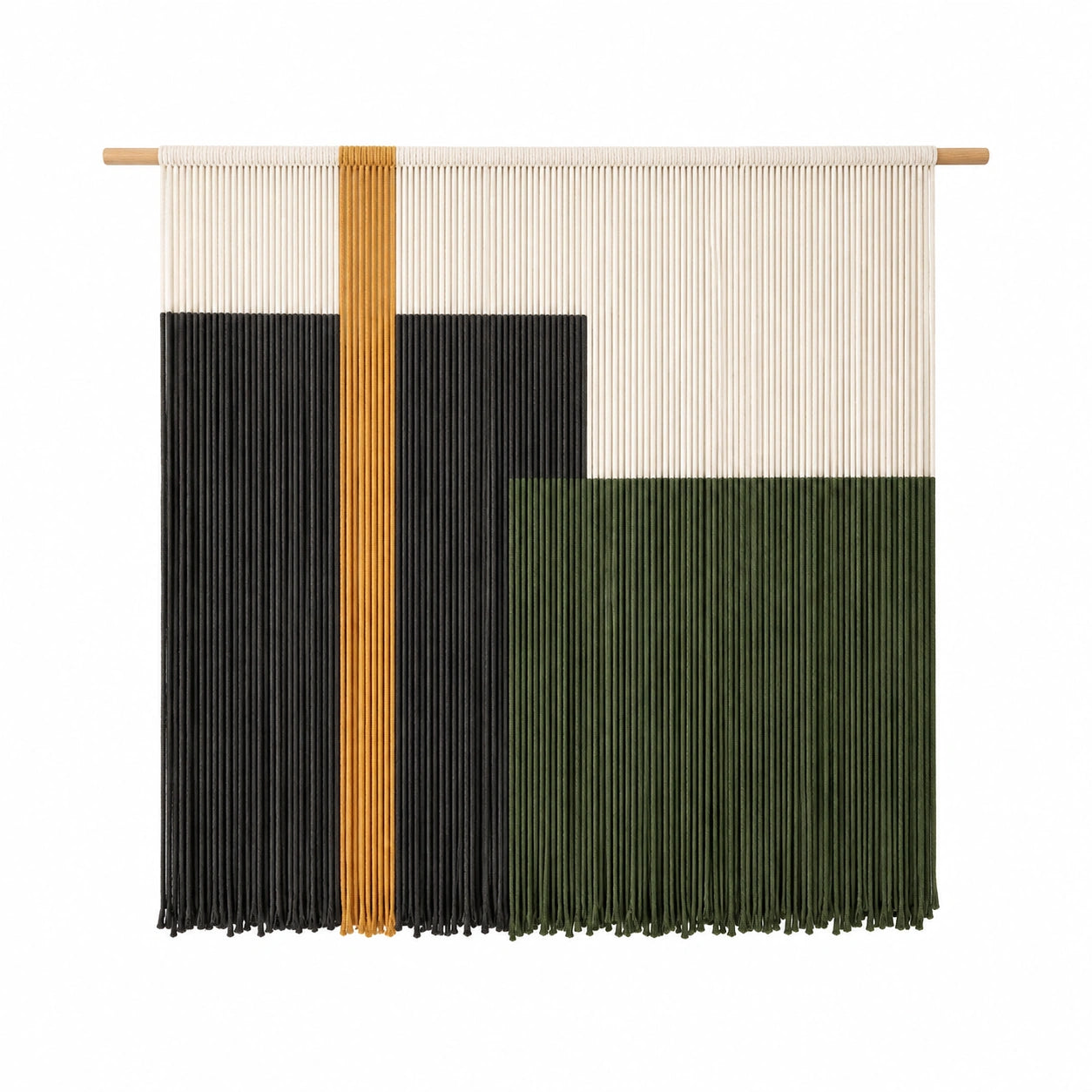 Makramee Wandteppich 100 x 110 cm Baumwollkordel Schwarz Grün Beige geometrisch