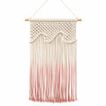 Makramee Wandteppich 50 x 100 cm Baumwollkordel Rosa Creme Boho Wanddekoration