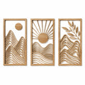 Wanddekoration 3er Set 30 x 70 cm Holz Natur Bergmotiv Reliefdesign