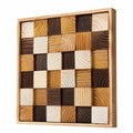 Wandbild aus Holz 60 x 80 cm Natur Braun Creme geometrisches Relief für Wanddekoration