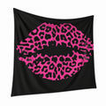 Wandteppich 150 cm x 130 cm aus Polyester Schwarz Pink mit Leopardenlippen Motiv