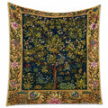 Wandteppich 150 x 200 cm Textilgewebe Blau Gelb mit Baum und Blumenmuster