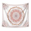 Wandteppich 150 x 150 cm aus Textilgewebe Weiß Rosa mit Blumenmuster zur Wanddekoration