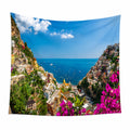 Wandteppich 150 x 130 cm aus Polyester Blau mit Küstenmotiv zum Aufhängen