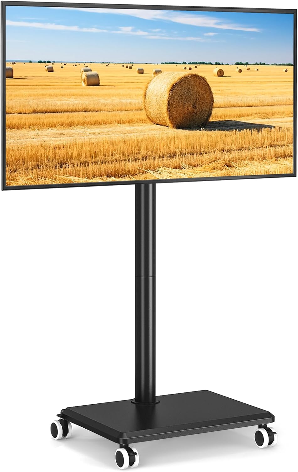 5Rcom Telewizor Smart TV, 400x400 mm – 40 kg, Czarny, regulowana wysokość, Szafka do telewizora – 60 cali, koła jezdne, czarne