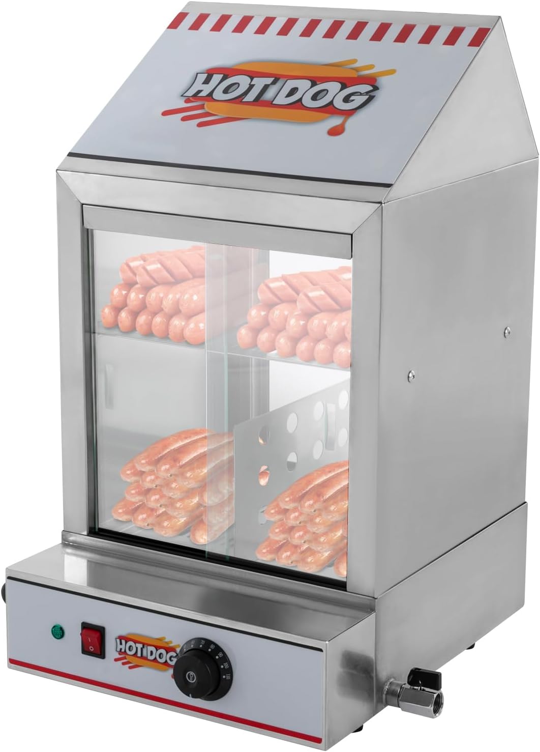 AHSSBSA Aparatura do hot dogów – 40 l, 1200 W, 66 x 47 x 42,5 cm, Srebrny – stal nierdzewna, Gorąca maszyna, 30 do 110°C, profesjonalne