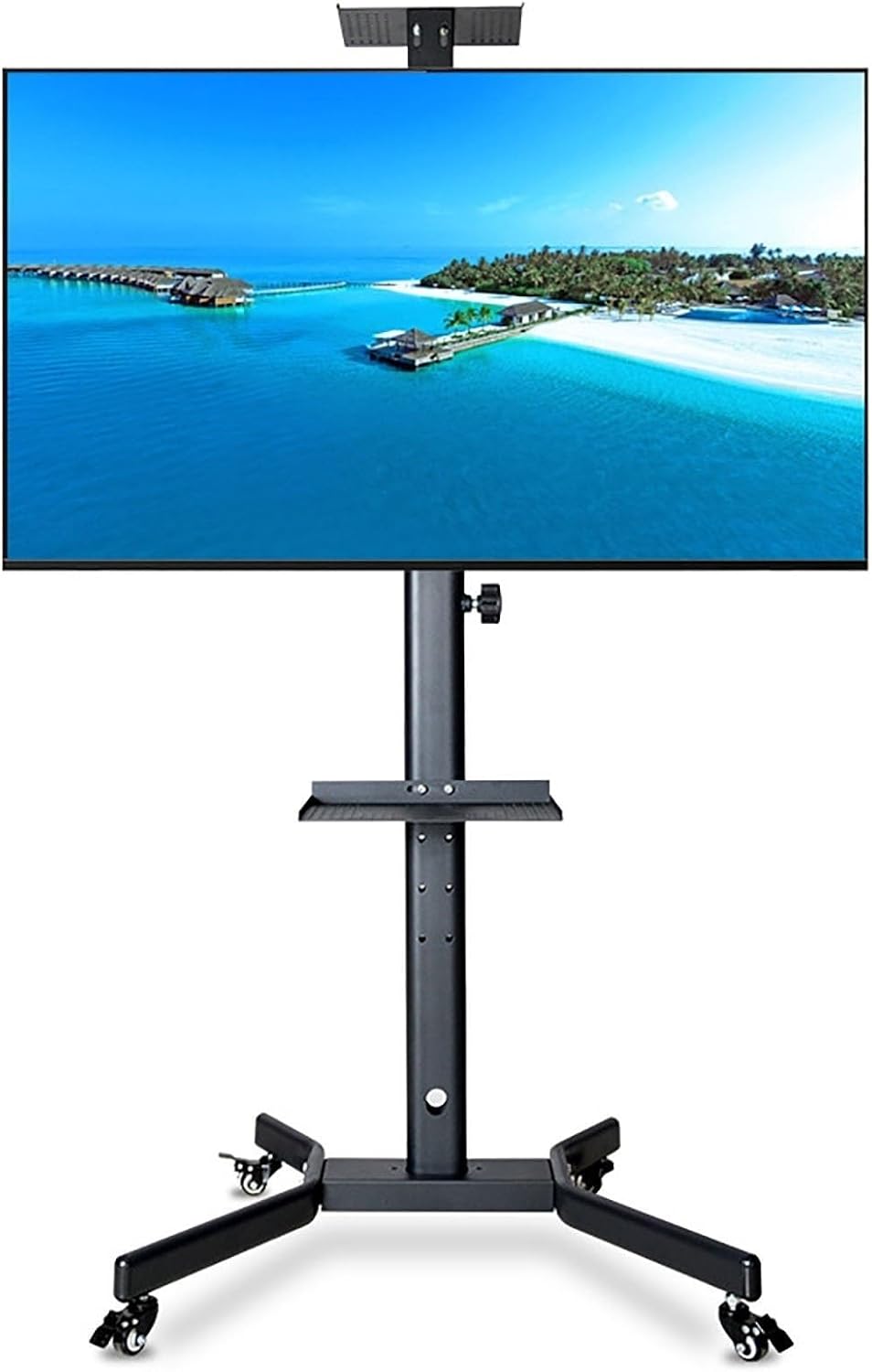 Akcesoria GJZQDKX, 400 x 400 mm, 35 kg – Czarny, oświetlenie LED, 52calowa szafka TV, przenośne – poruszające się koła, wyświetlacz LCD